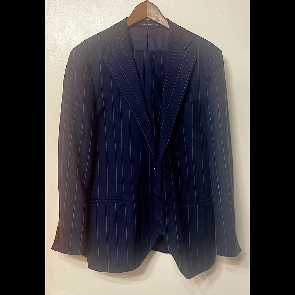 Pin stripe Navy suit supply 2 piece suit